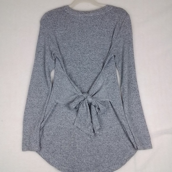 Anthropologie Womens Tunic Sz S‎ Heather Gray Knit Top Long Sleeve Waist Tie - Picture 7 of 14